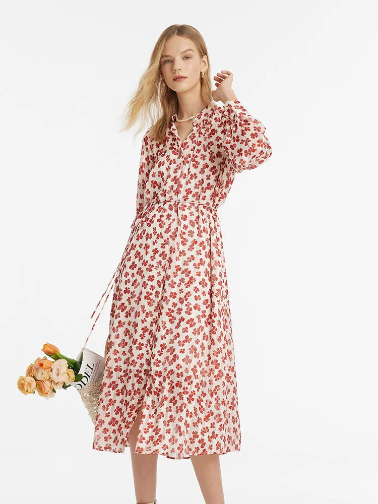 Bowknot Printed Women Midi Dress