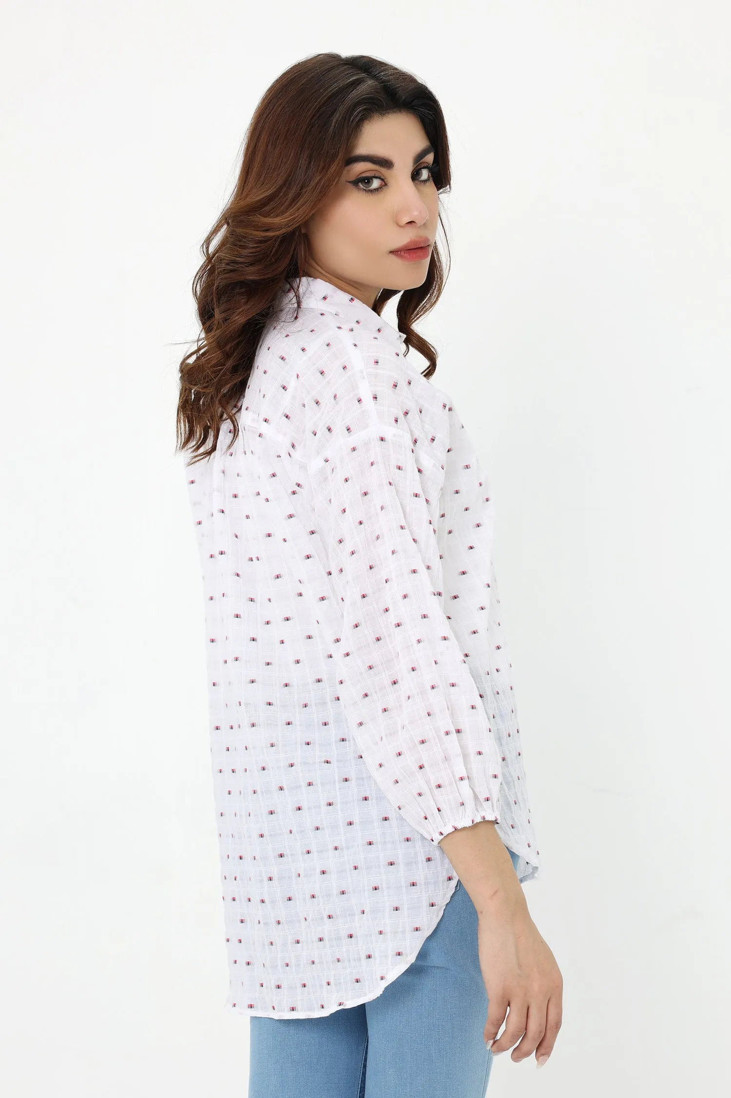 CHIC BUTTON DOWN SHIRT-WHITE