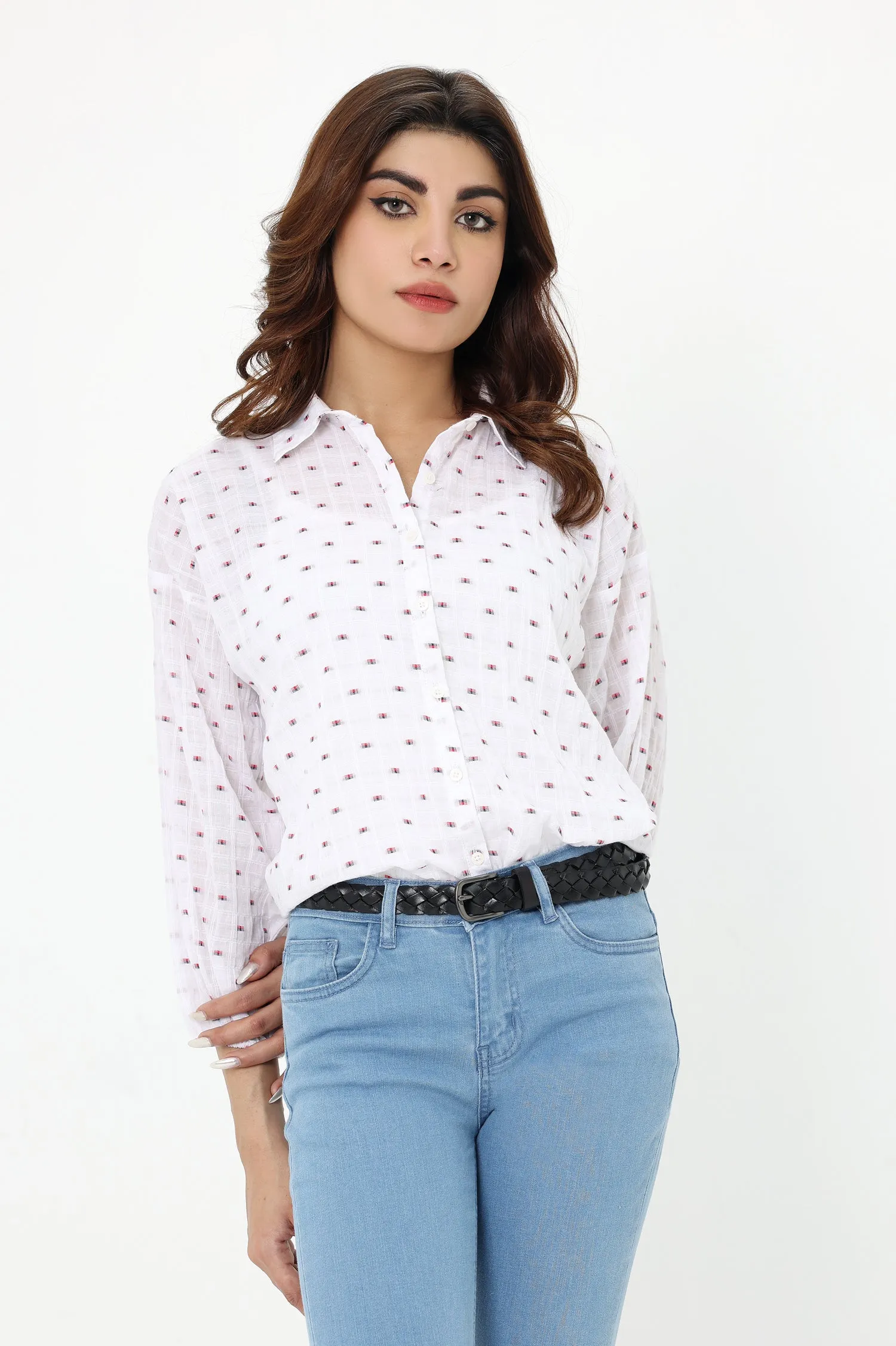 CHIC BUTTON DOWN SHIRT-WHITE