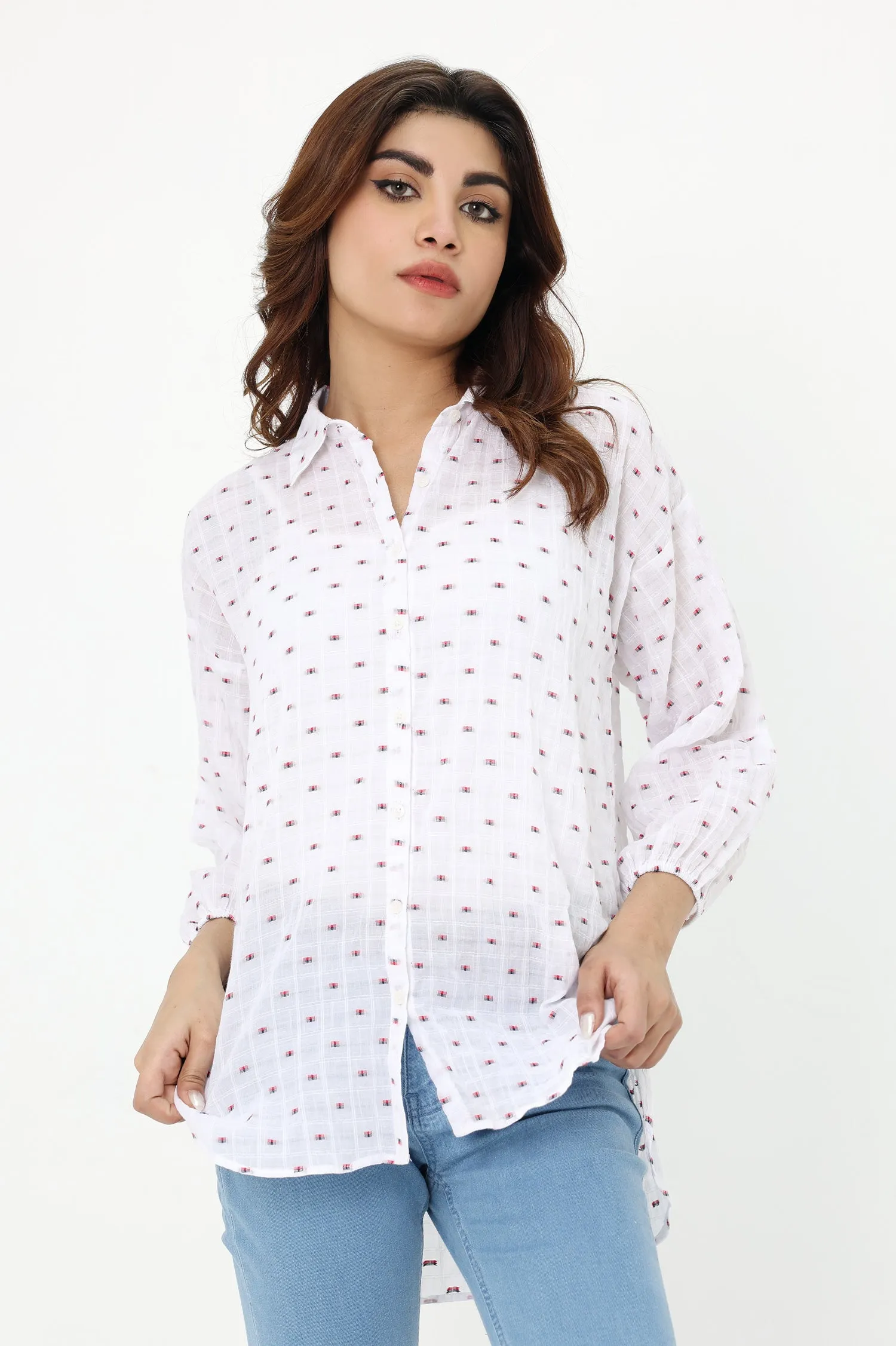 CHIC BUTTON DOWN SHIRT-WHITE