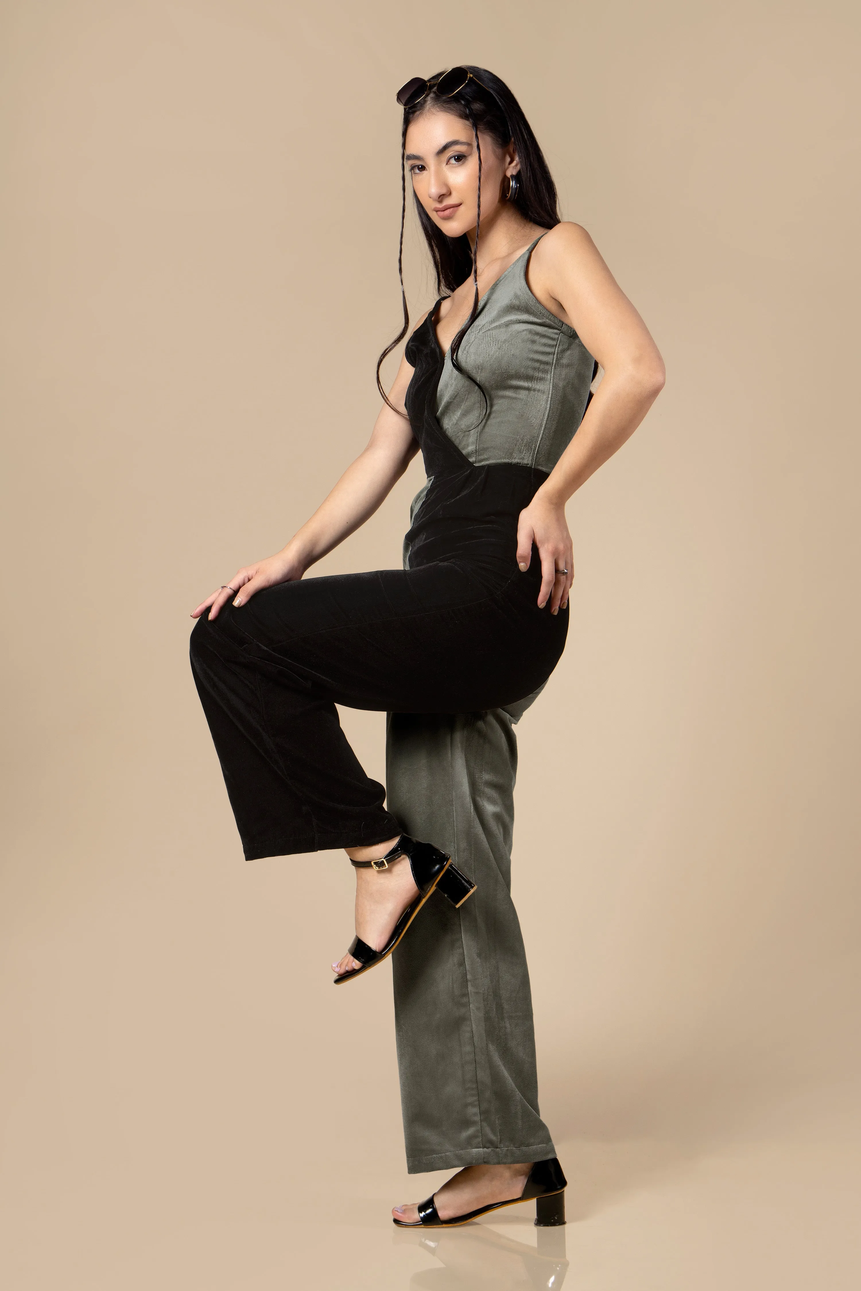 Contrast Strappy Jumpsuit for Women