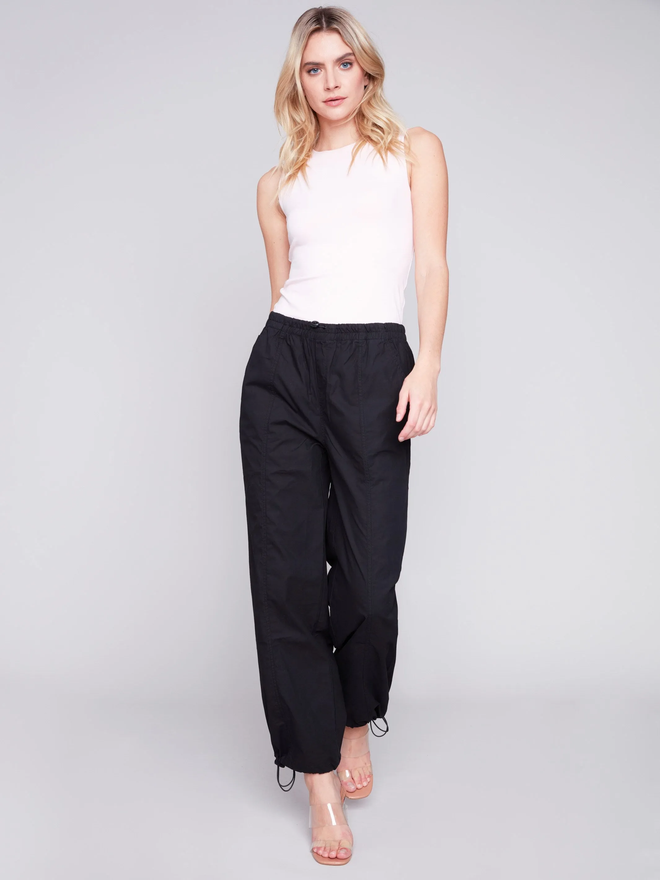 Cotton Parachute Pants - Black