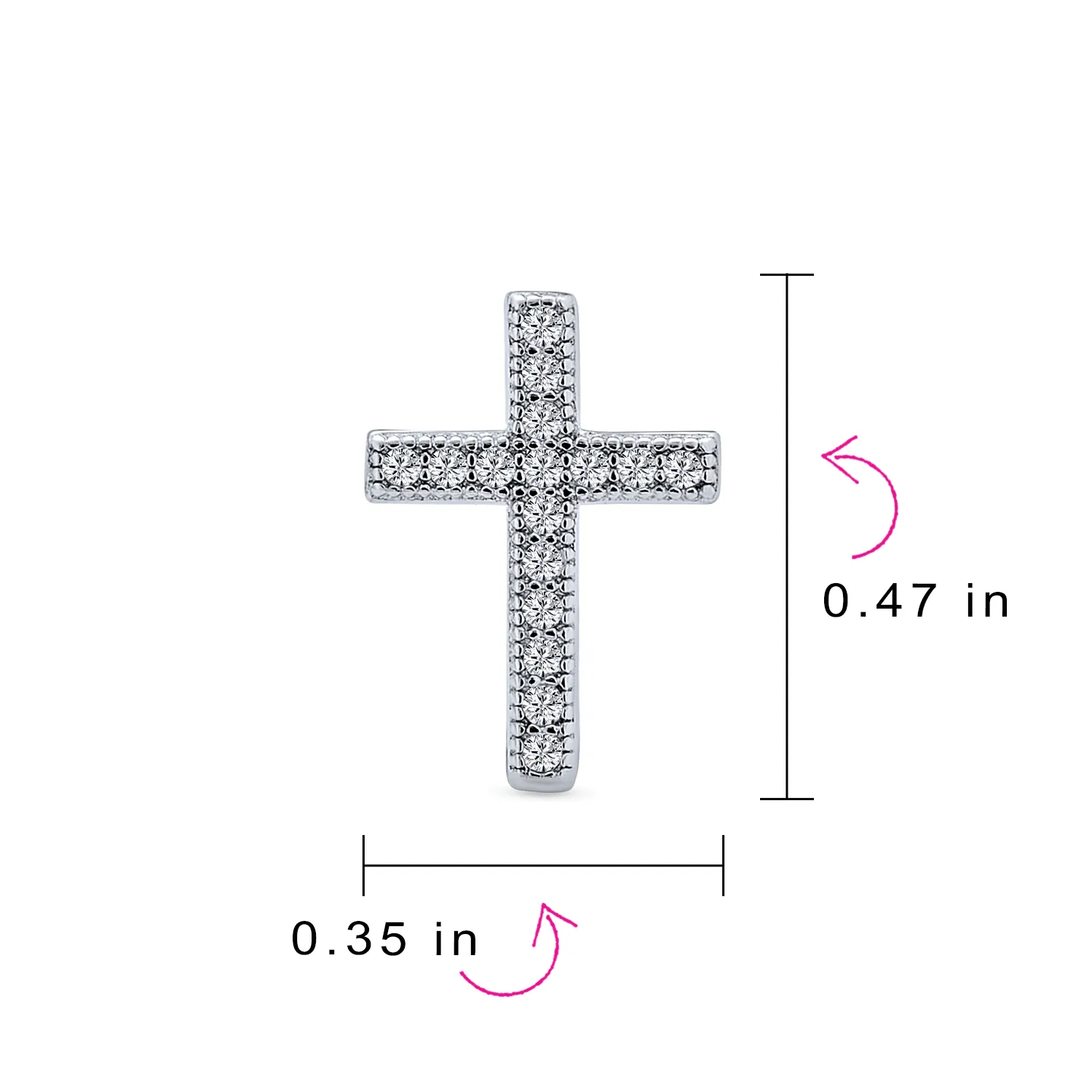 Cross Religious Communion CZ Micro Pave Stud Earrings Sterling Silver