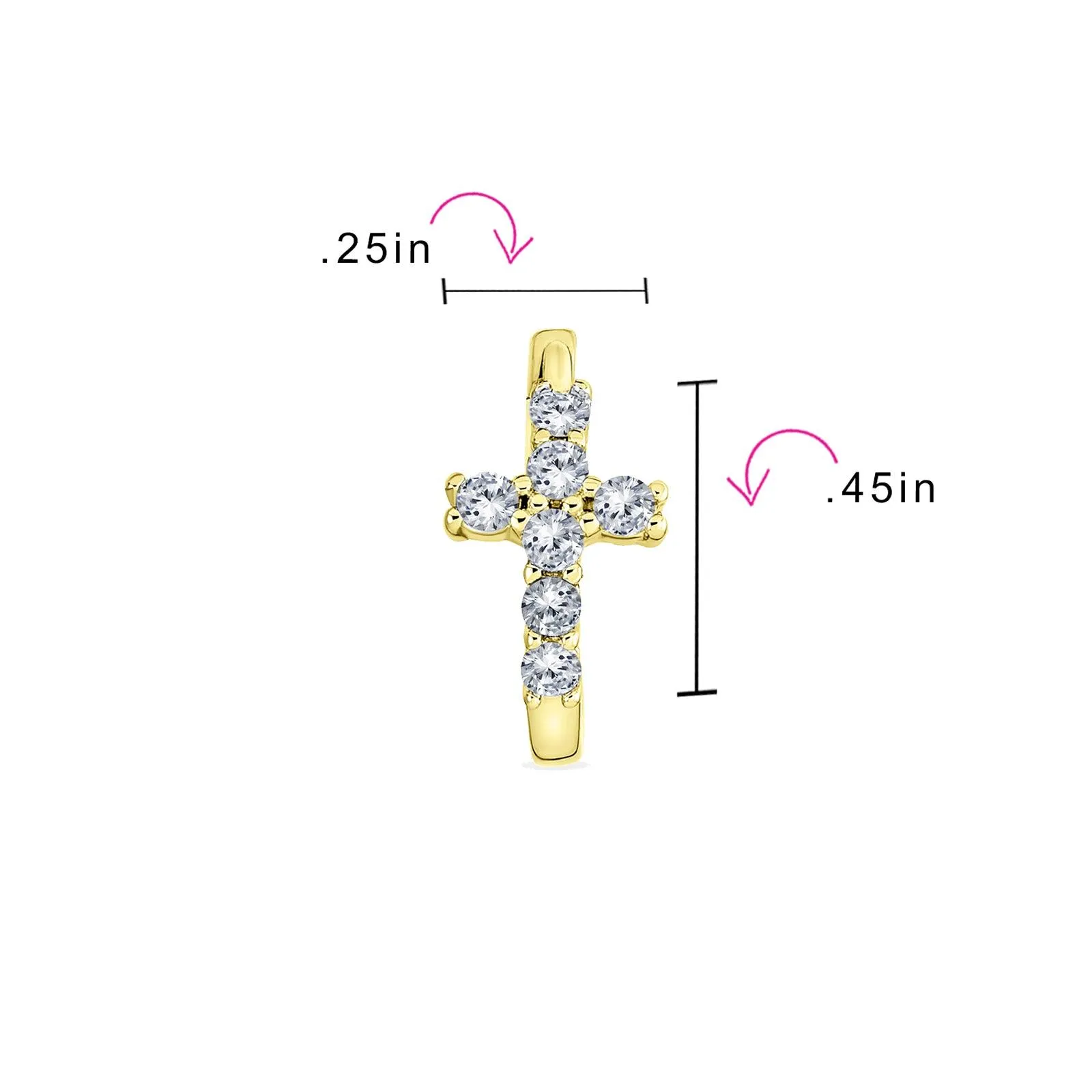 Cross Religious Communion CZ Micro Pave Stud Earrings Sterling Silver