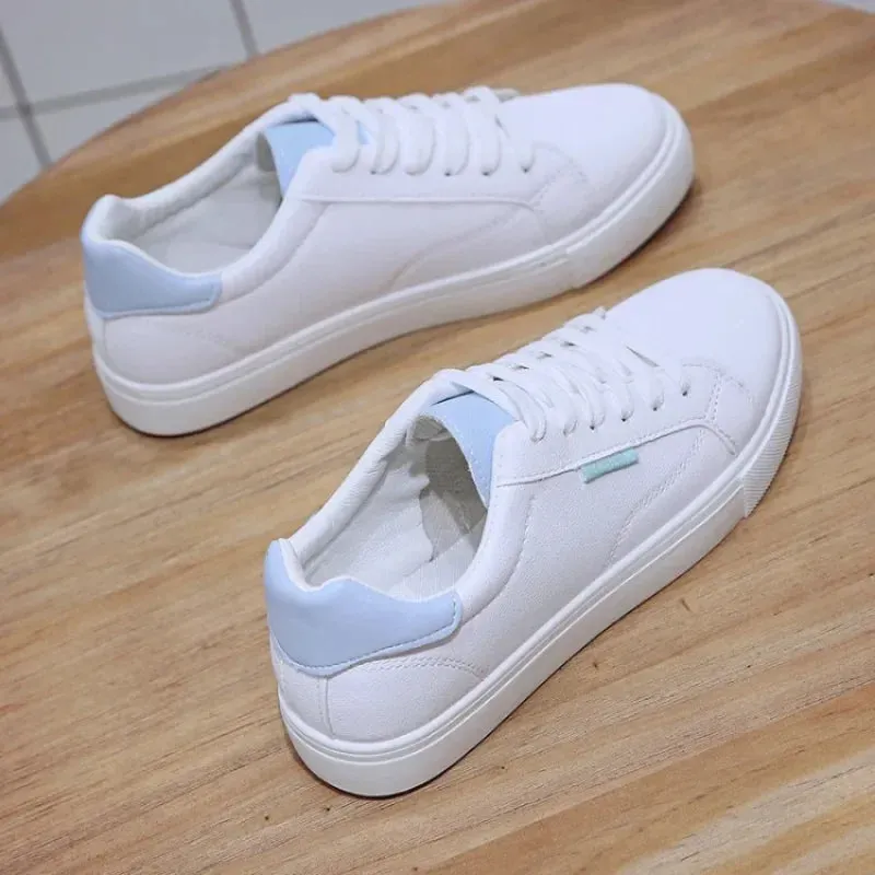 Desginer Women Sneakers Breathable Students Casual Sports Shoes Girl Flat Leather Pu White Shoes Woman Vulcanize Shoes