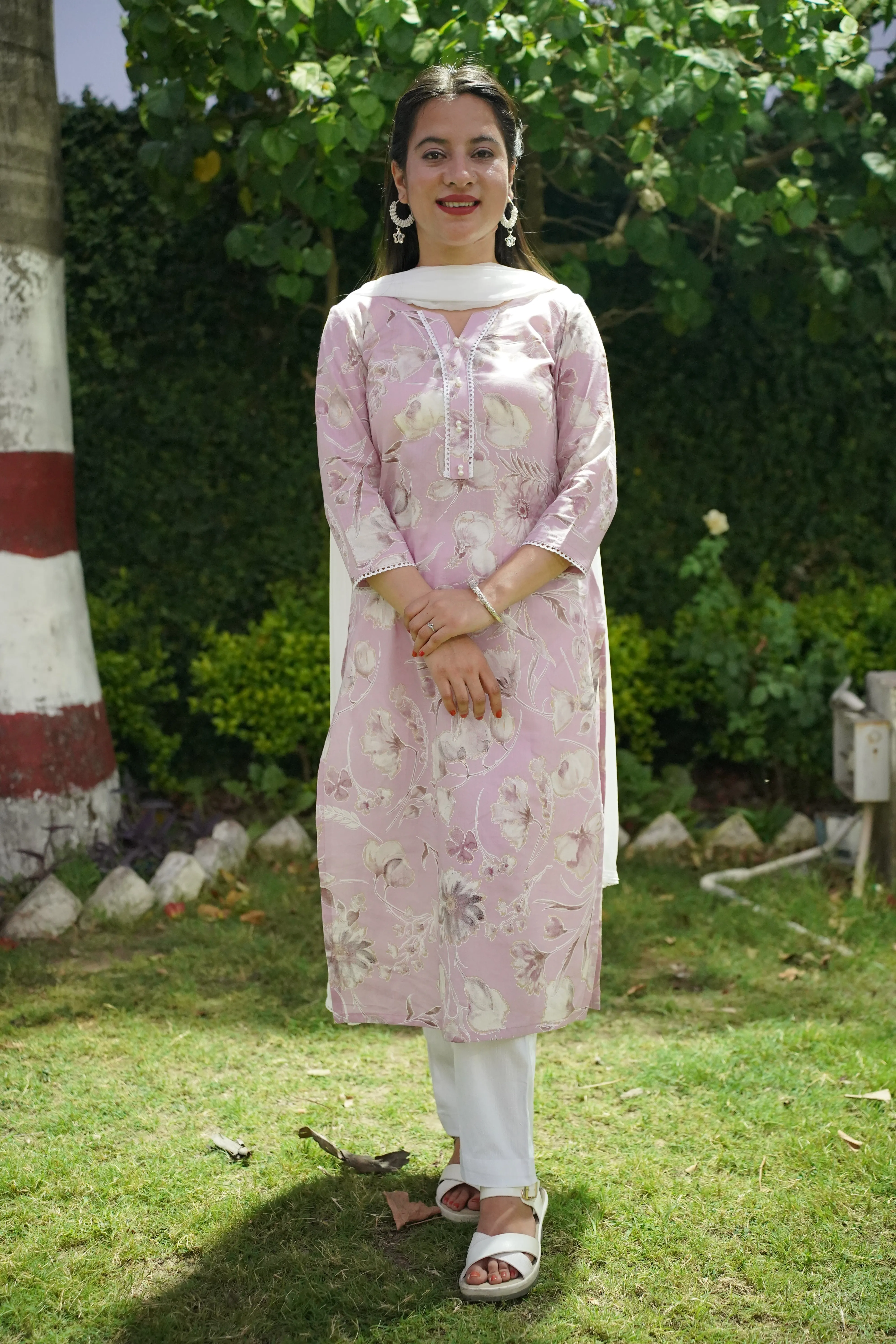 Dove Delight Foiled Mul Kurta