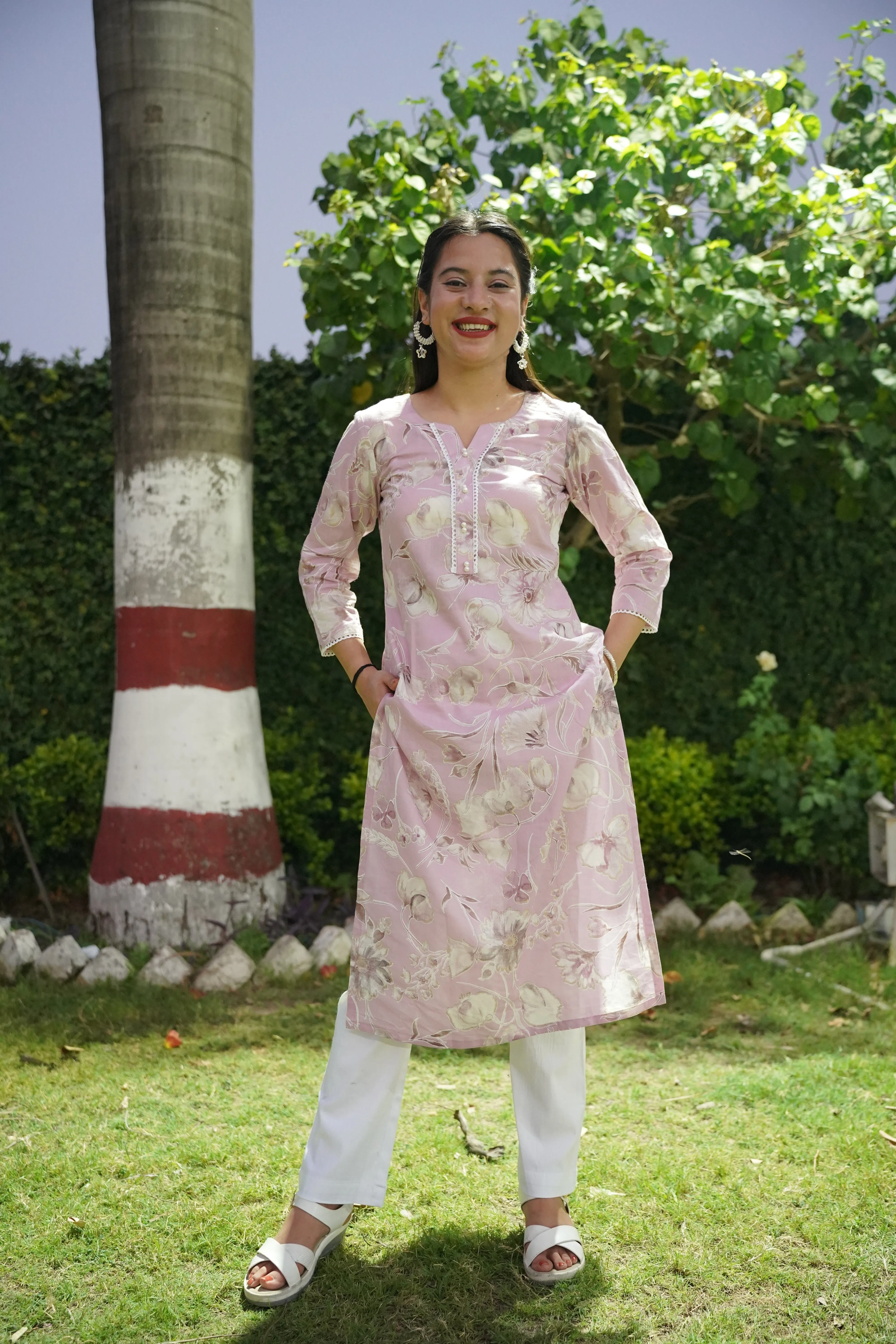 Dove Delight Foiled Mul Kurta