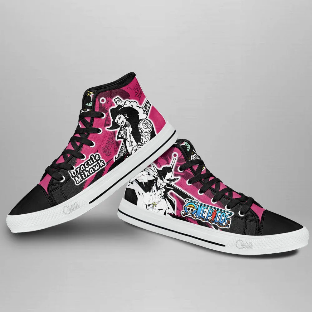 Dracule Mihawk High Top Shoes OP Custom Anime Sneakers Mix Manga