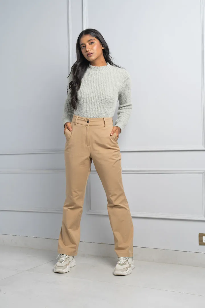 Earth Khaki Stretch Chino Pants - Women