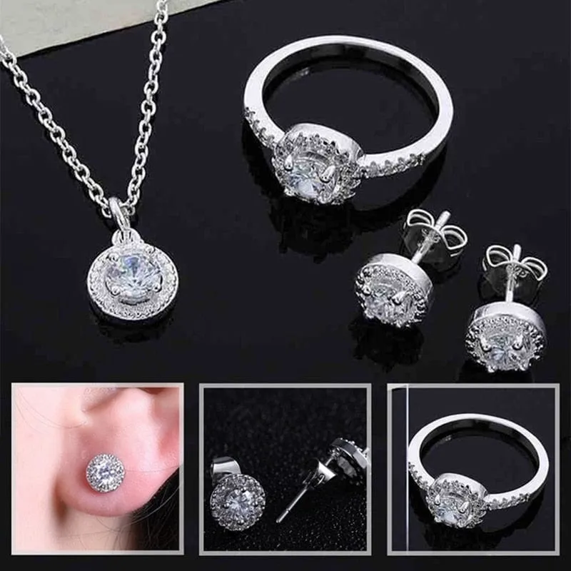 Elegant Zircon Jewelry 925 Sterling Silver - Set