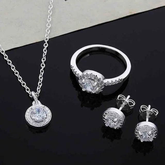 Elegant Zircon Jewelry 925 Sterling Silver - Set