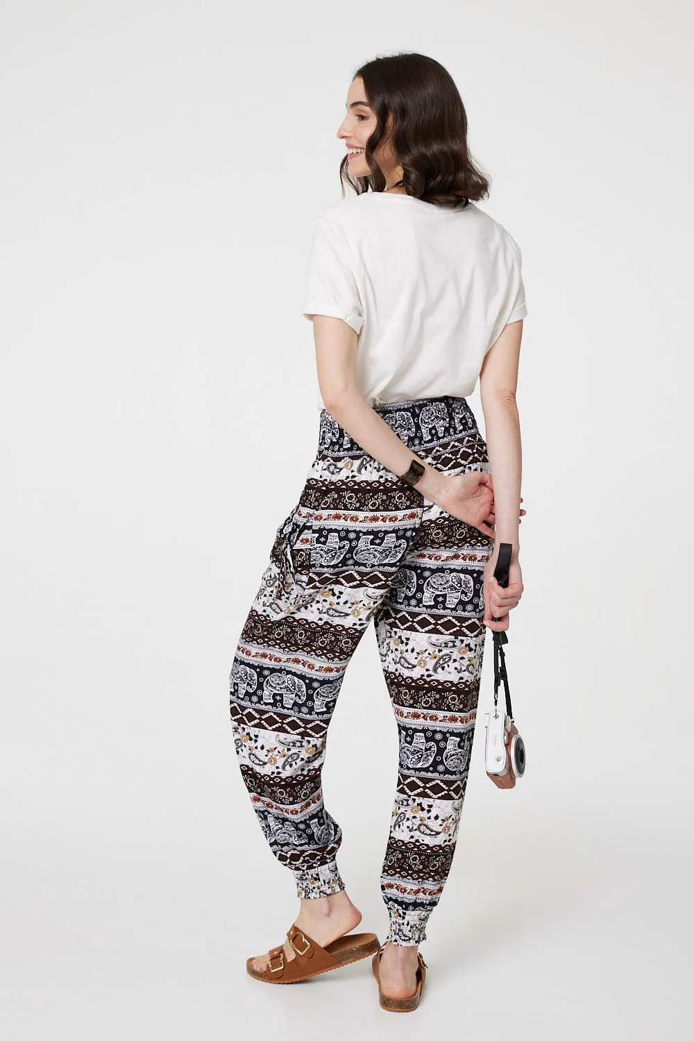 Elephant Print High Waist Harem Pants