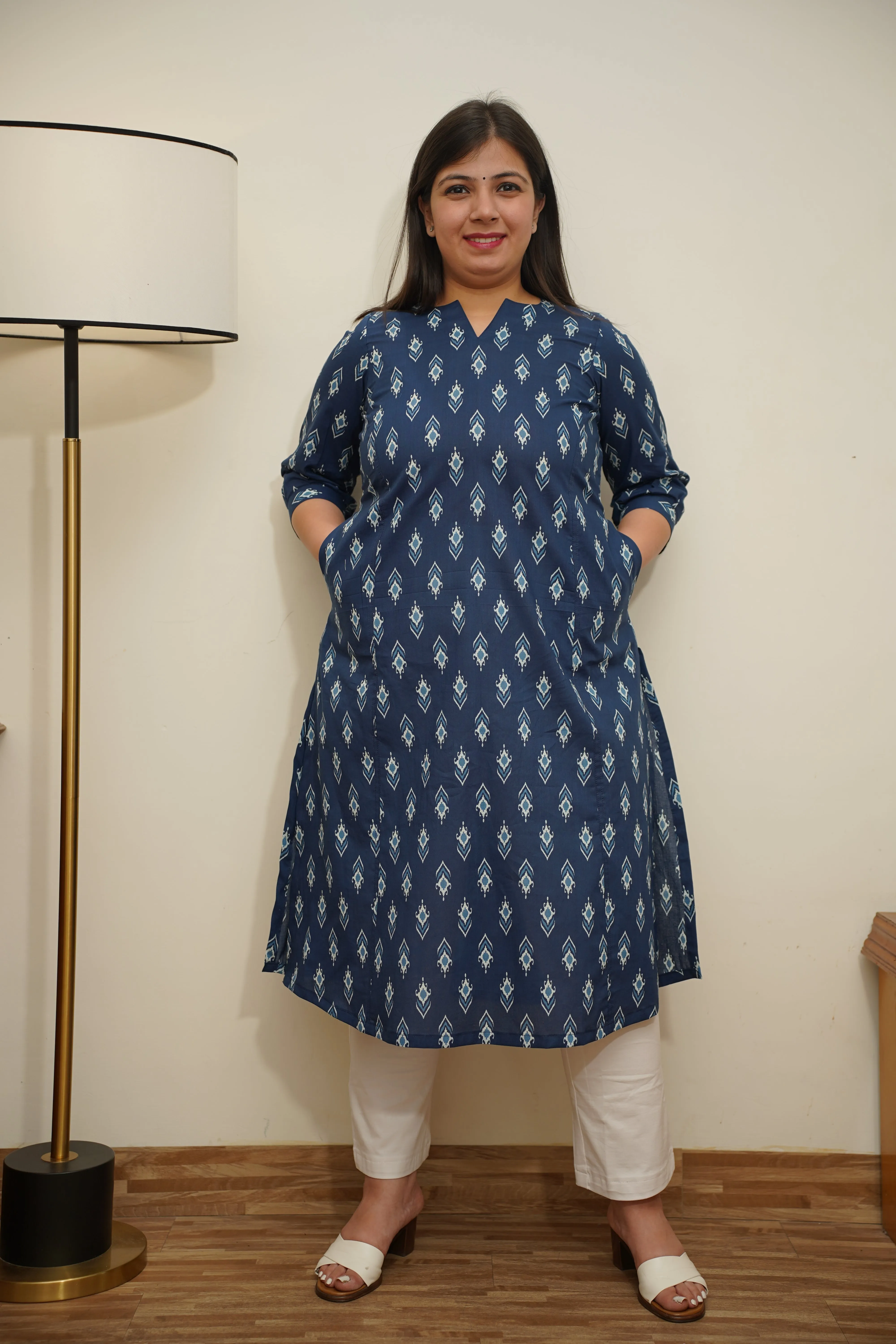 Everyday Indigo A-line Cotton Kurta