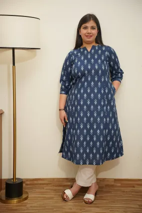 Everyday Indigo A-line Cotton Kurta