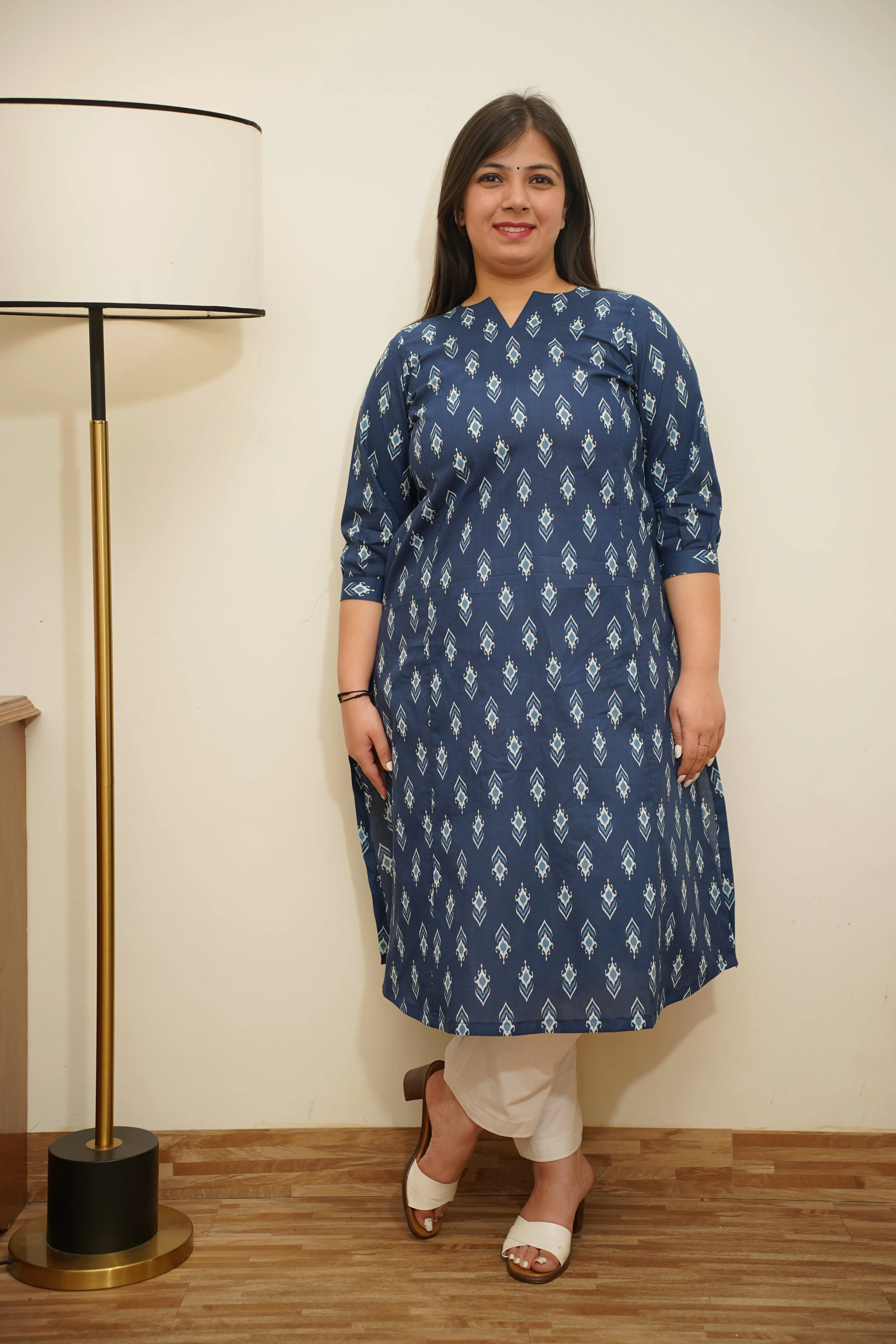 Everyday Indigo A-line Cotton Kurta