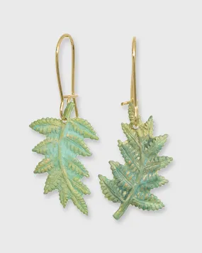 Fern Earrings in Bluish-Green/Brass