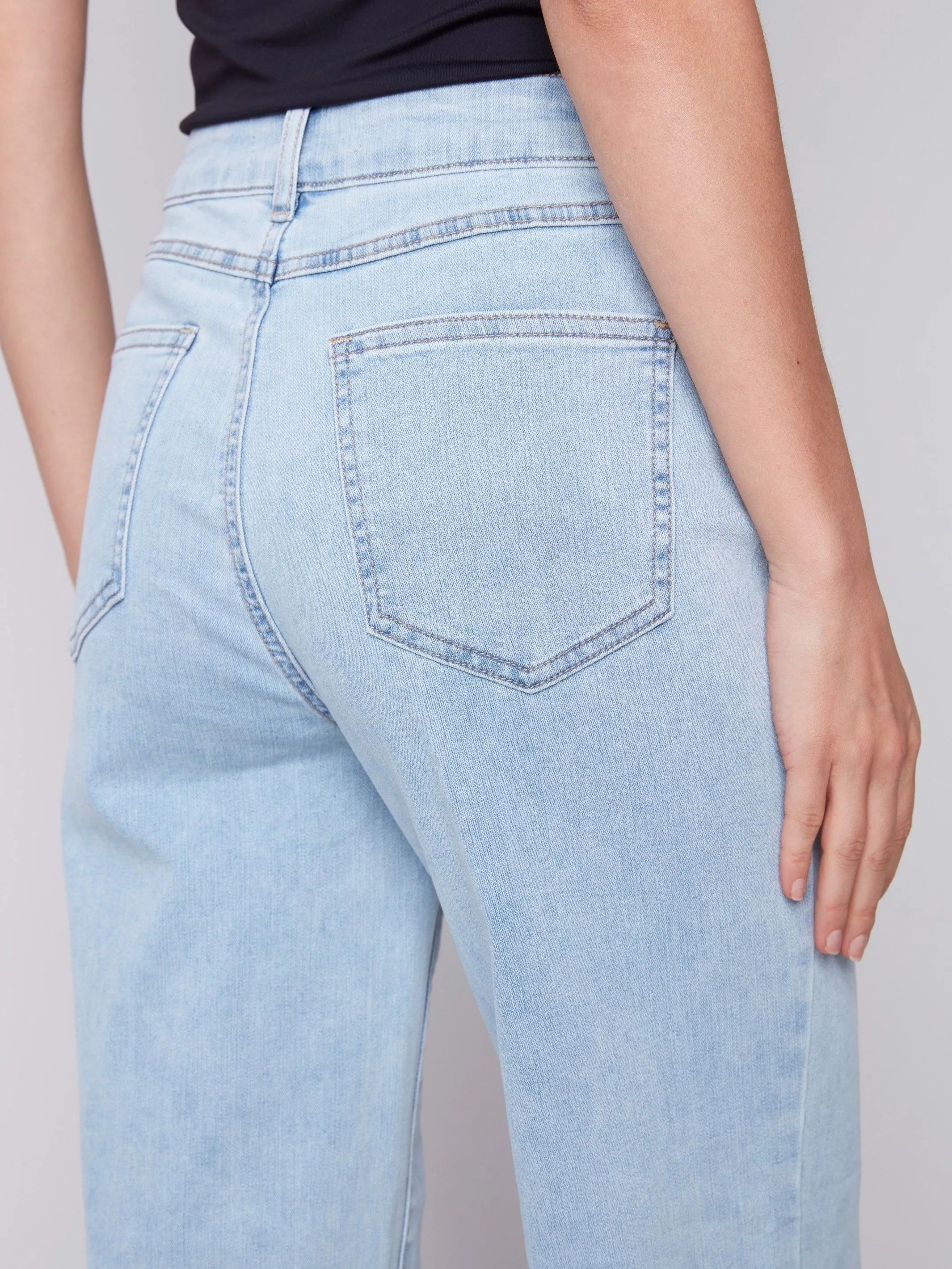 Flared Jeans with Raw Edge - Bleach Blue