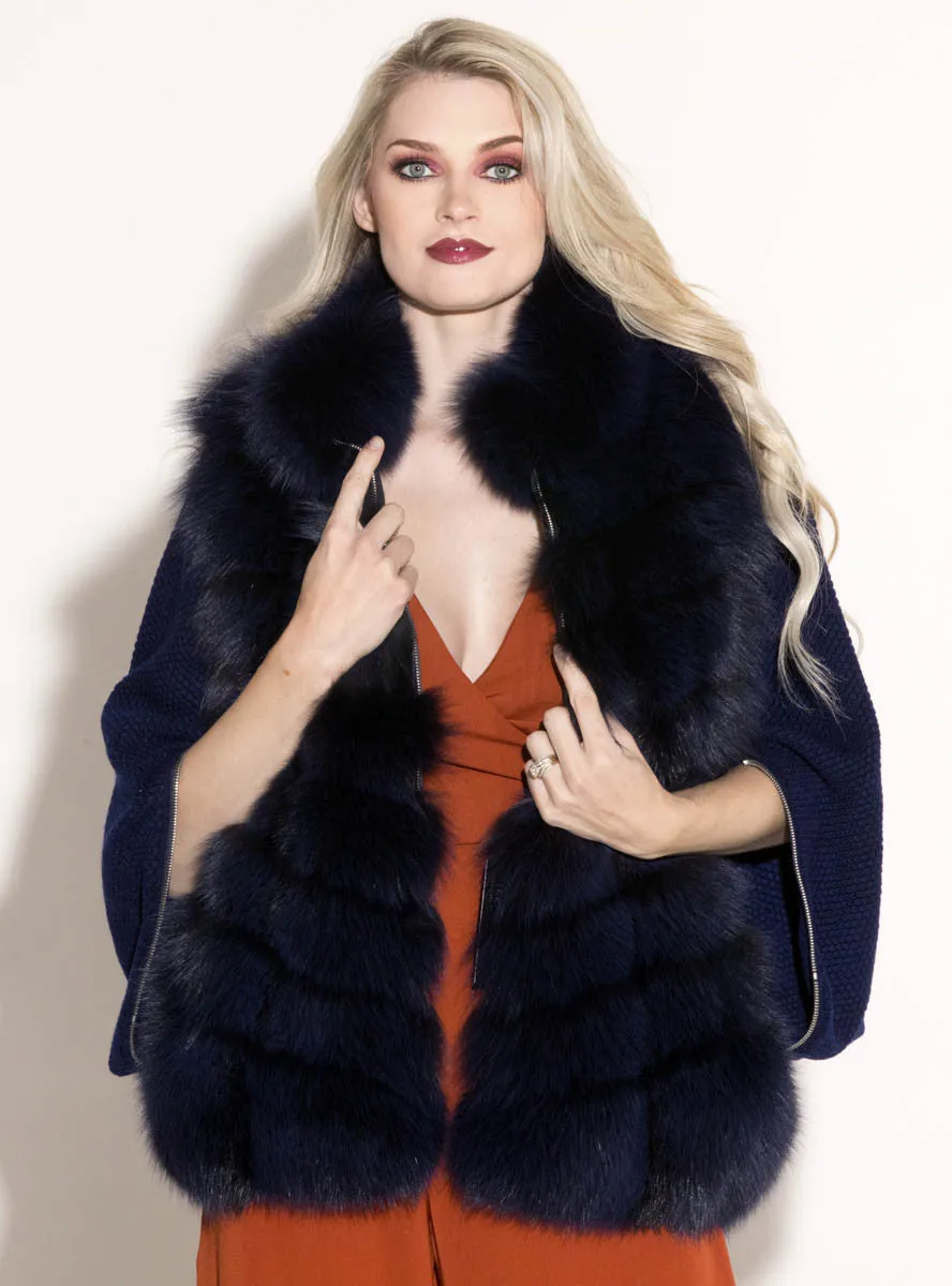 Fox Fur Jacket with Zip Sweater Sleeves & Down-Filled Back