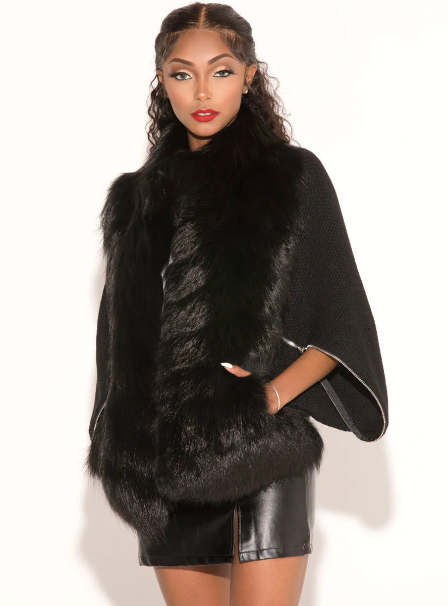 Fox Fur Jacket with Zip Sweater Sleeves & Down-Filled Back