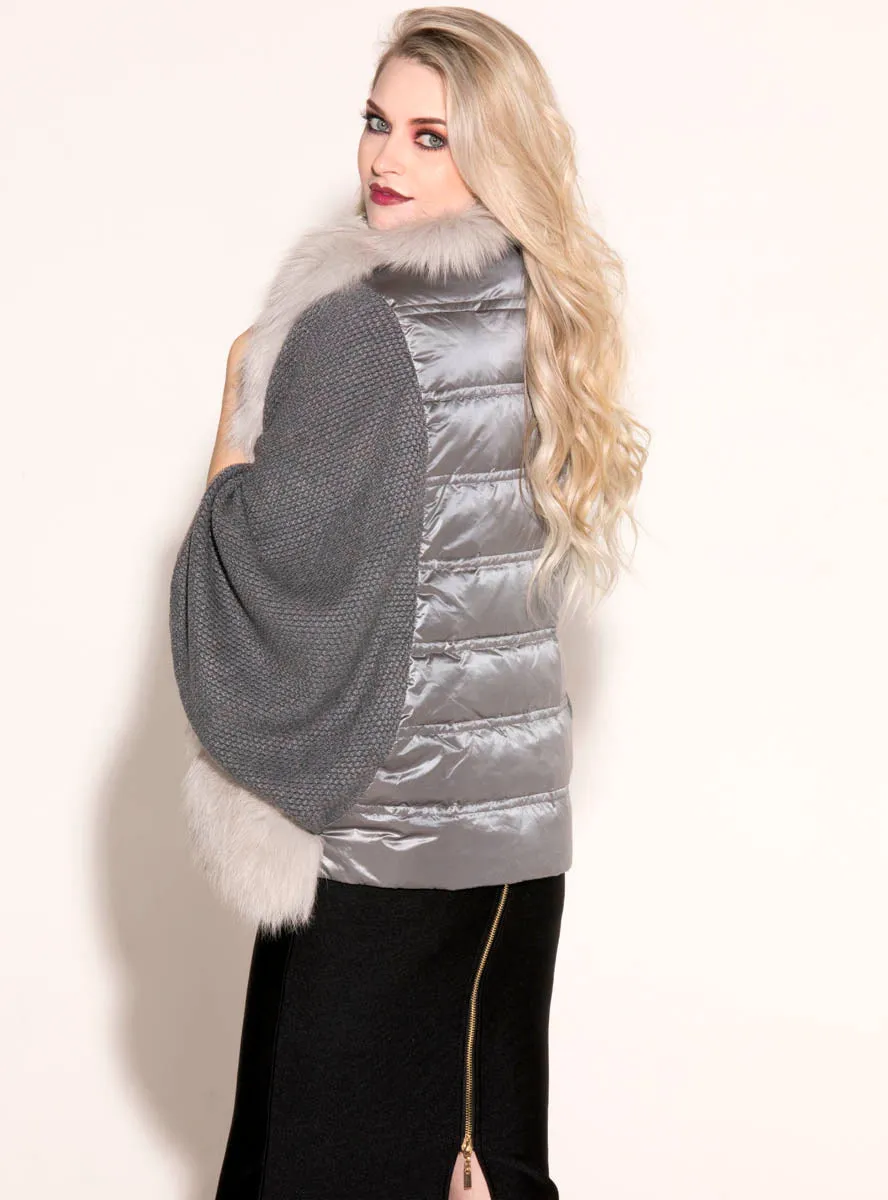 Fox Fur Jacket with Zip Sweater Sleeves & Down-Filled Back