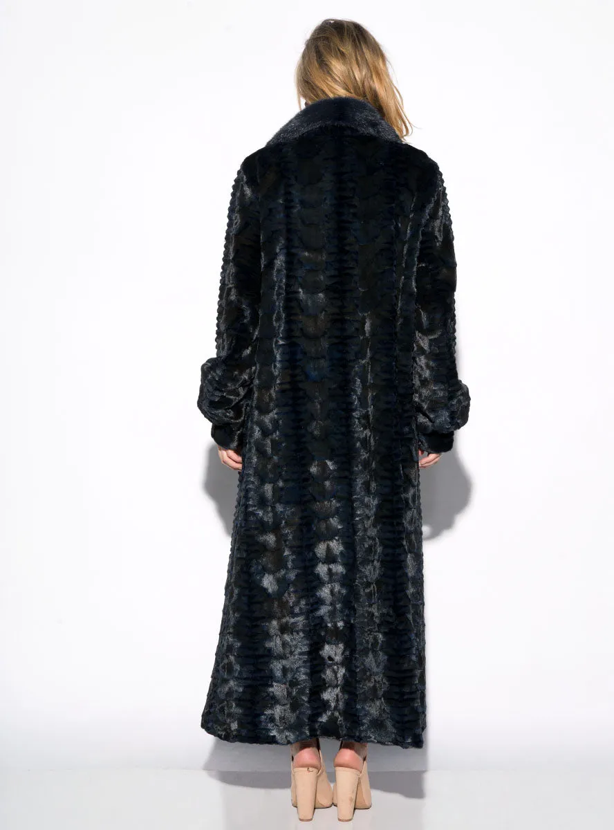 Full Length Sculptured Mink Fur Coat with Full Mink Fur Collar