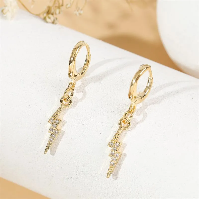 Gold Sparkling Lighting With Crystal Earrings