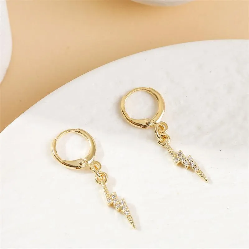 Gold Sparkling Lighting With Crystal Earrings