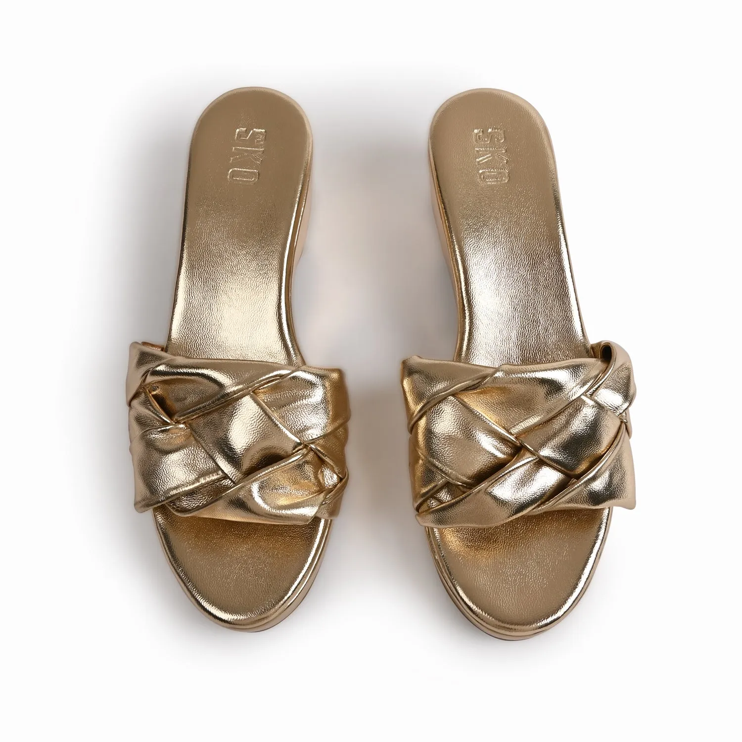 Gold Woven Platforms For Women