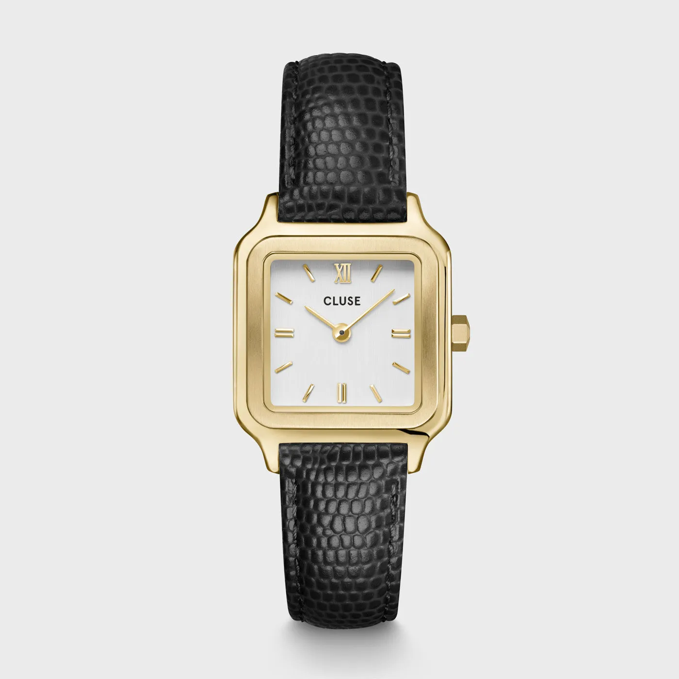 Gracieuse Petite Watch Leather, Black Lizard, Gold Colour