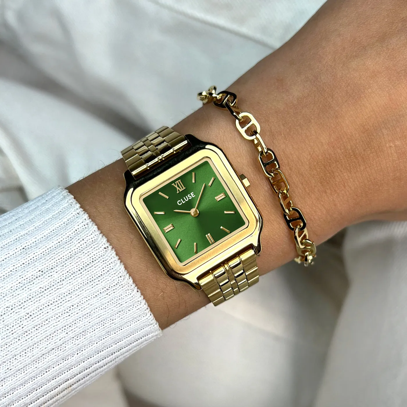 Gracieuse Watch Steel, Forest Green, Gold Colour