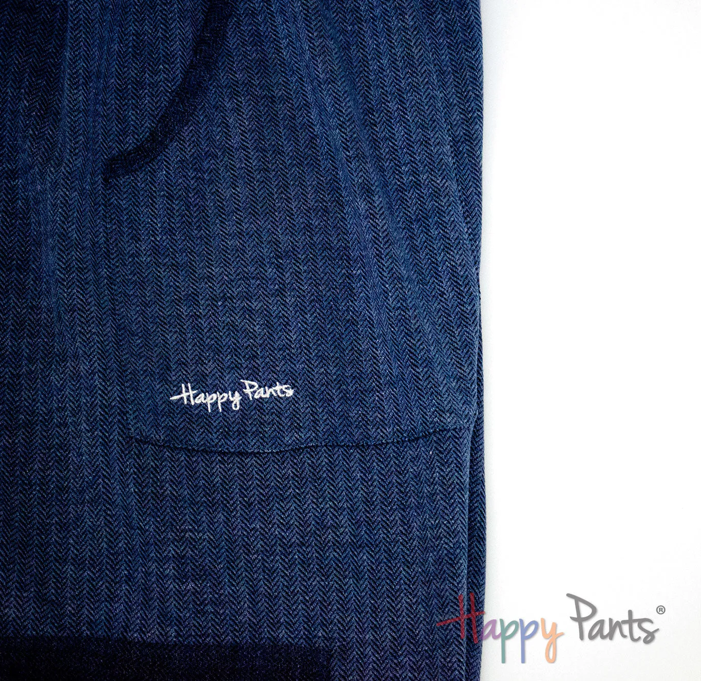 Herringbone Navy Women Happy Pants