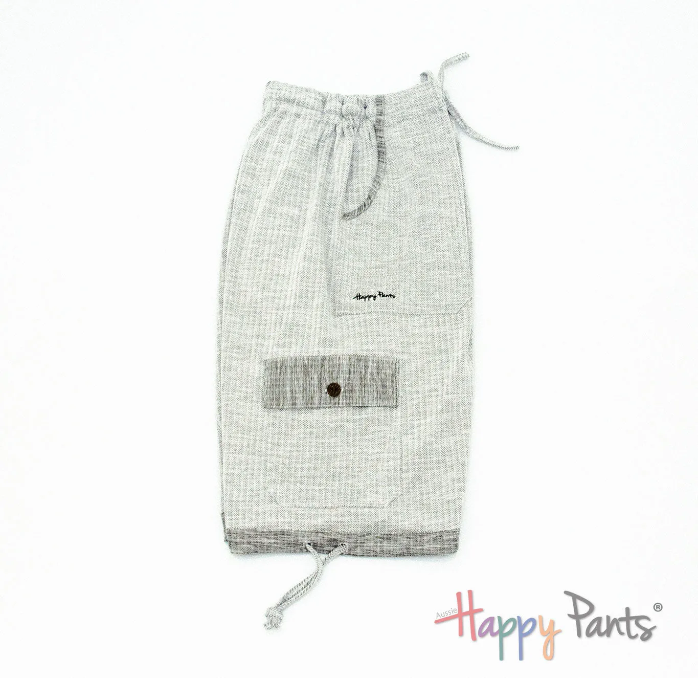 Herringbone White Women Long Shorts