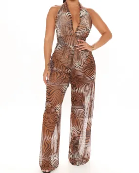 JUNGLE ANIMAL DESIGNED BACKLESS JUMPSUIT ROMPER