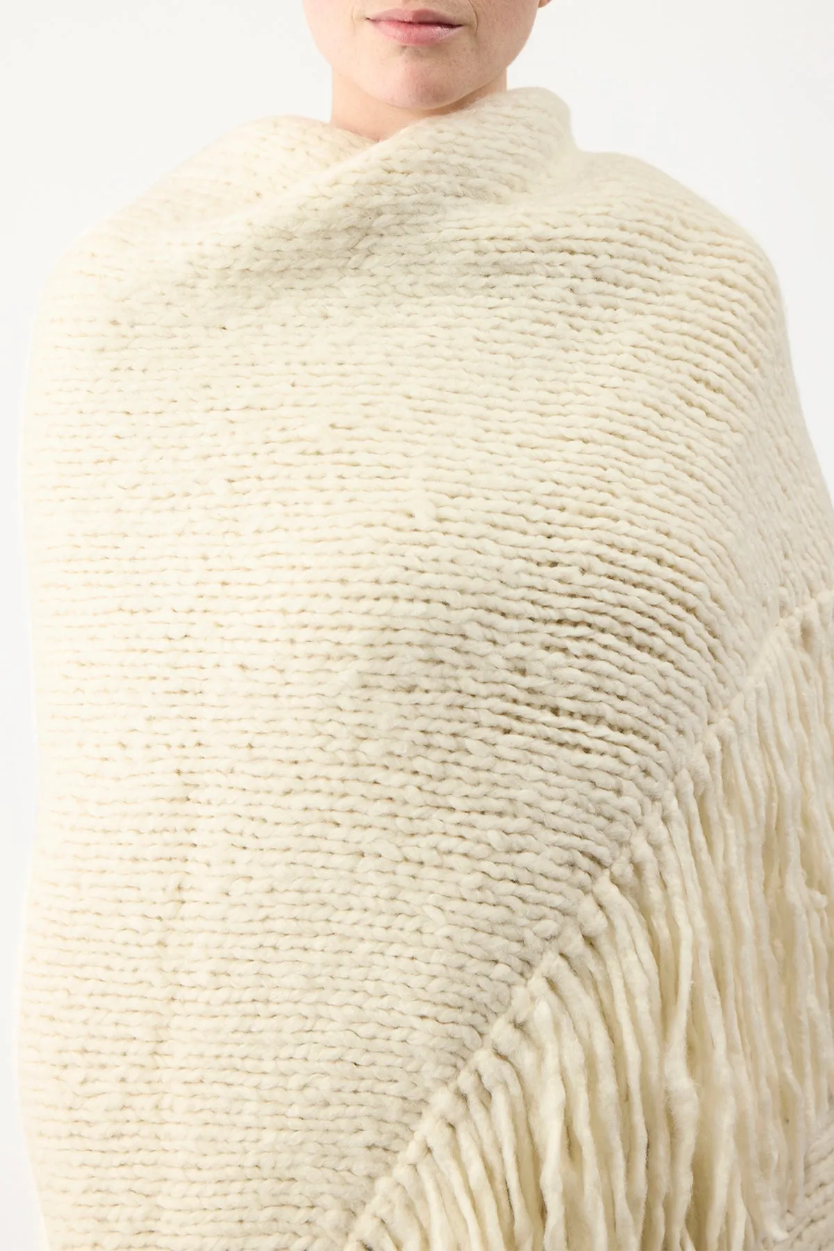 Lauren Knit Wrap in Ivory Welfat Cashmere