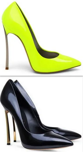 Leather Blade Pumps in Neon Yellow or Black