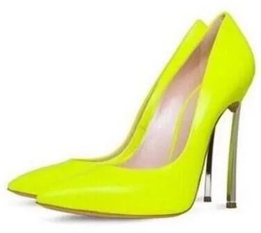 Leather Blade Pumps in Neon Yellow or Black