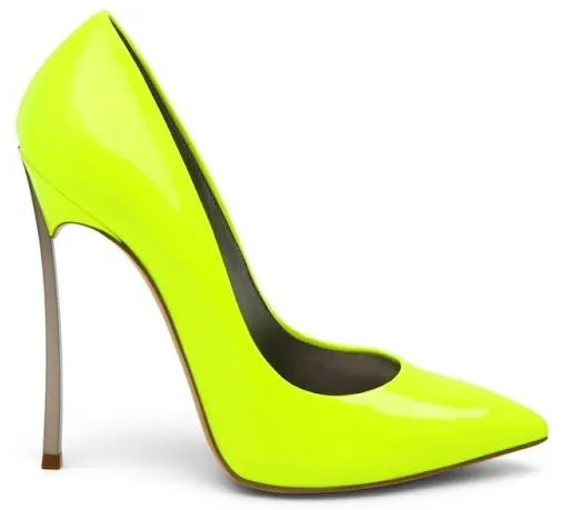 Leather Blade Pumps in Neon Yellow or Black