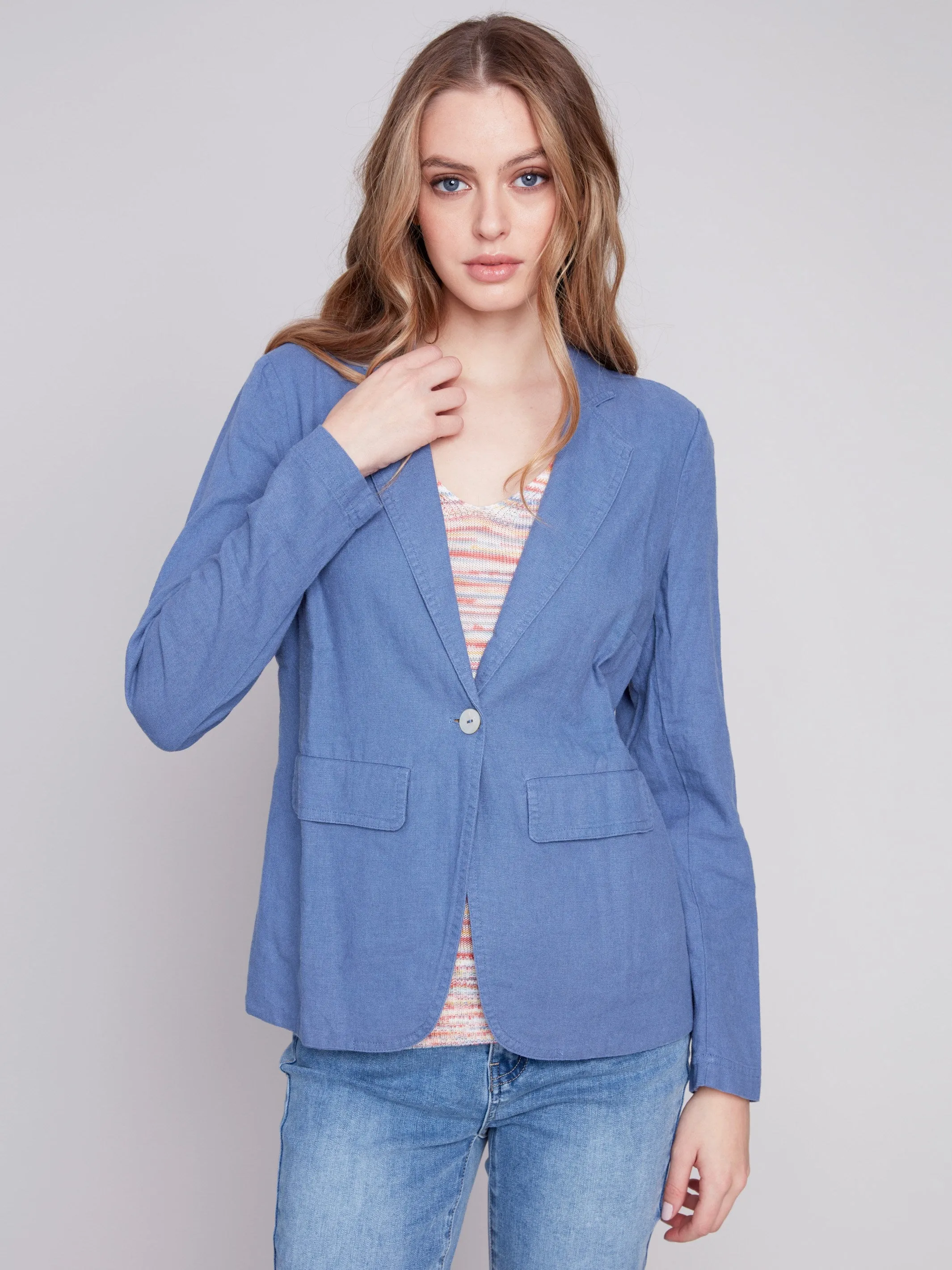 Light Linen Blend Blazer - Denim