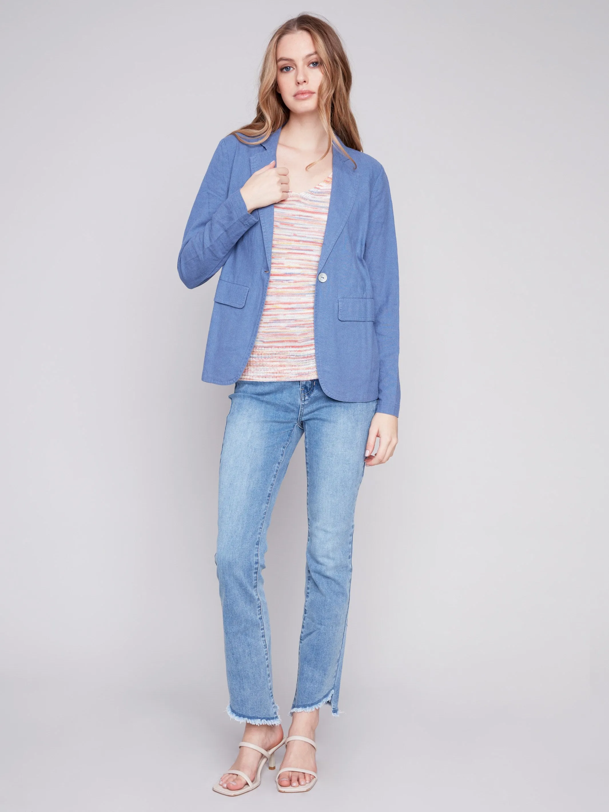 Light Linen Blend Blazer - Denim