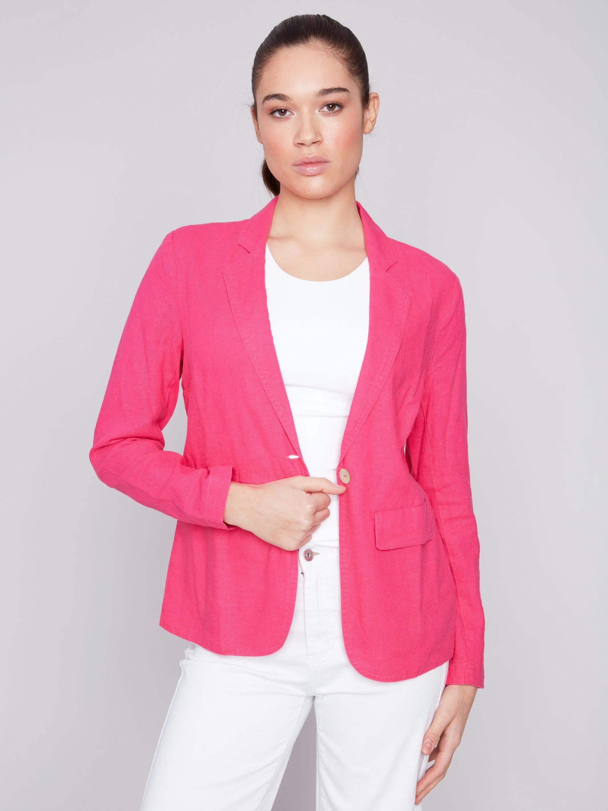 Light Linen Blend Blazer - Punch