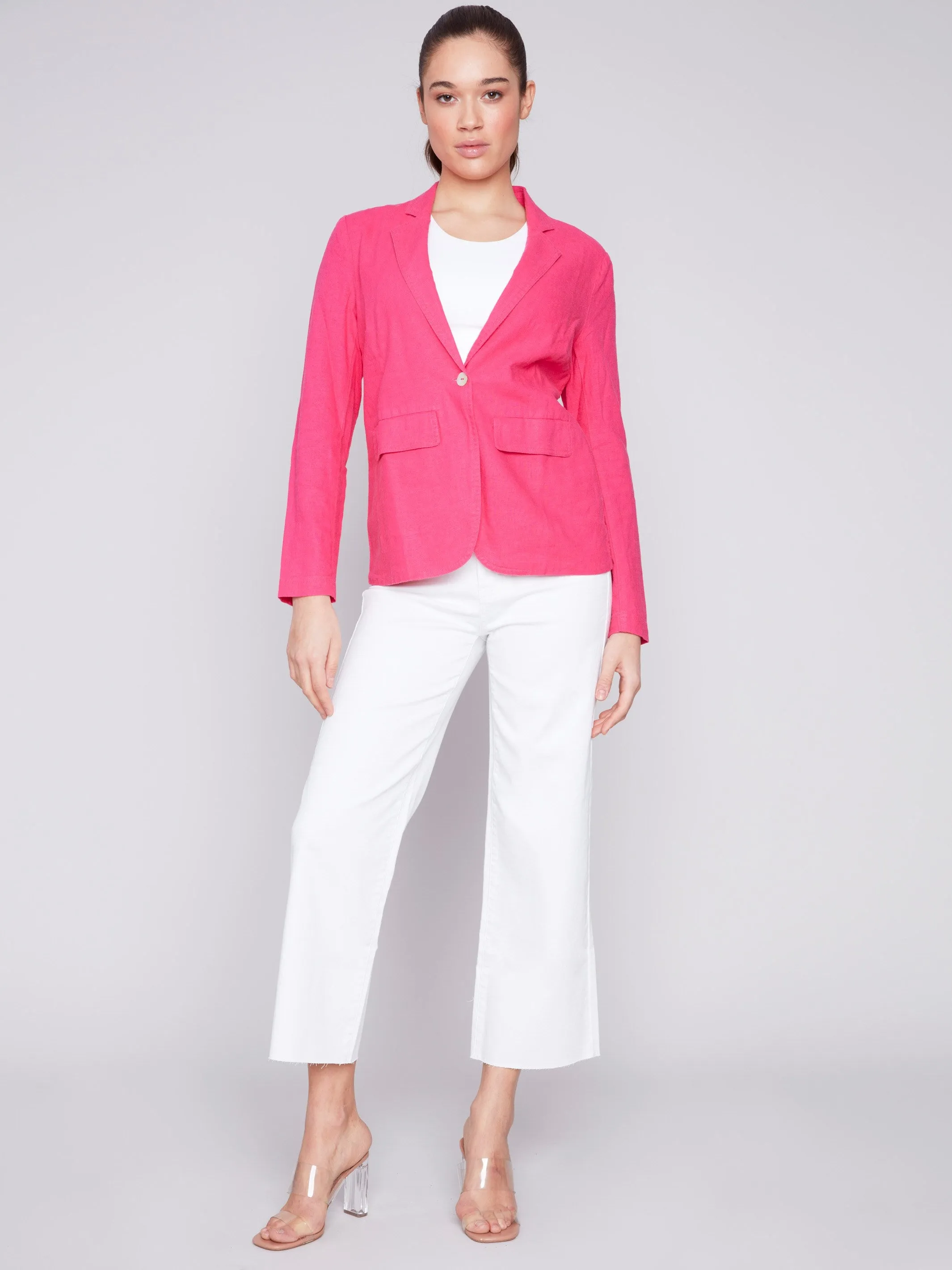 Light Linen Blend Blazer - Punch