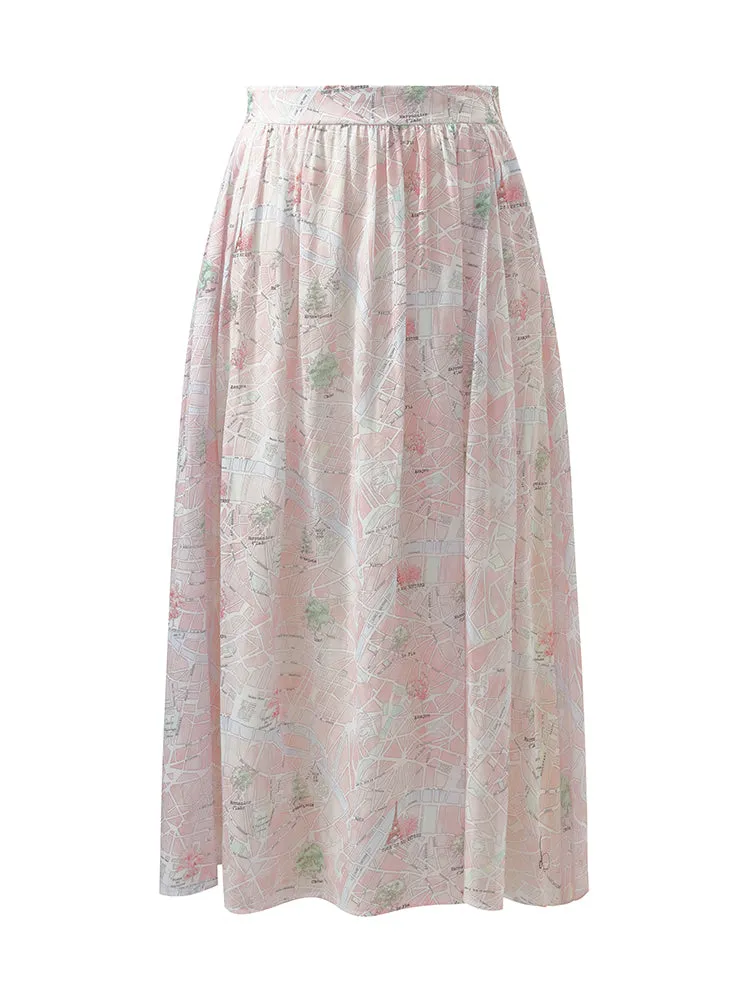 Map Printed Women Half Skirt