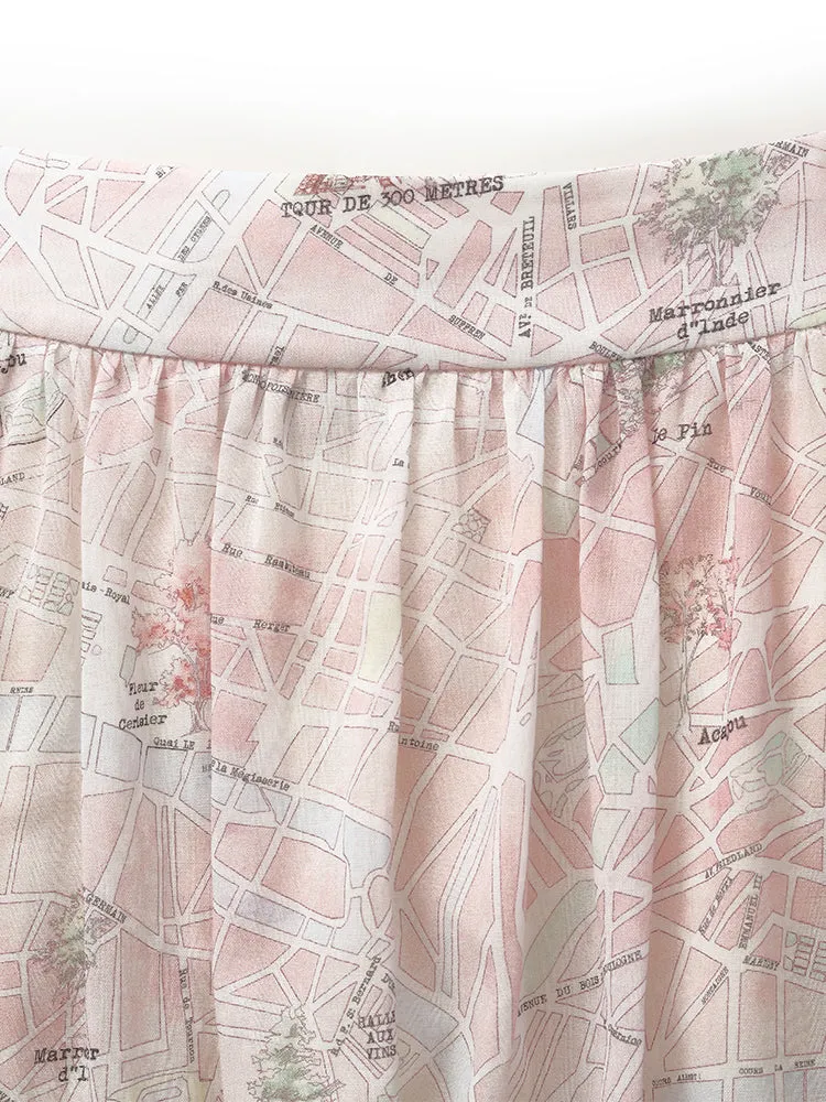 Map Printed Women Half Skirt