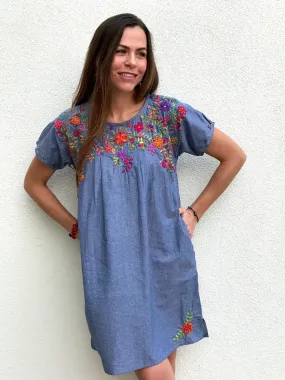 Margarita Chambray Blossoms Dress