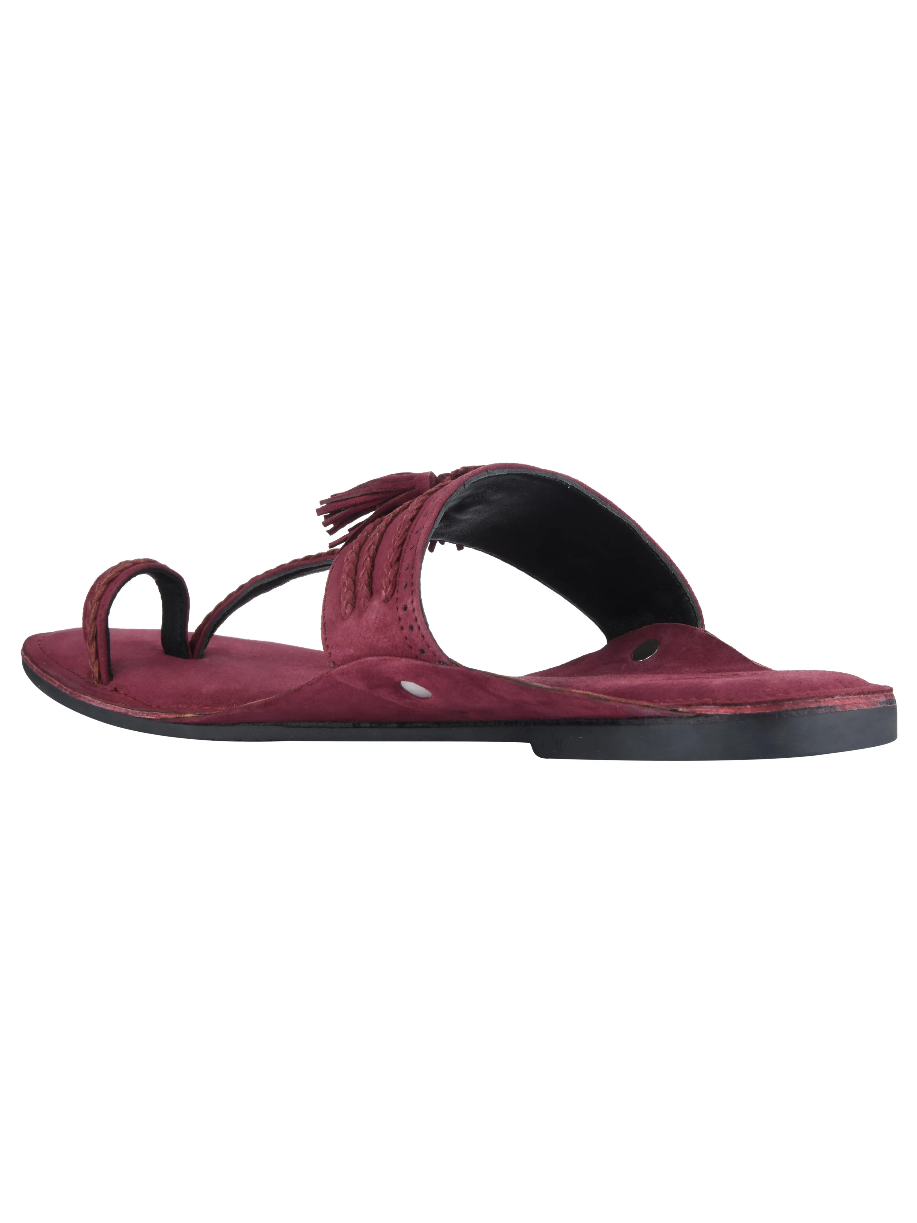 Maroon Braided Kolhapuri For Women