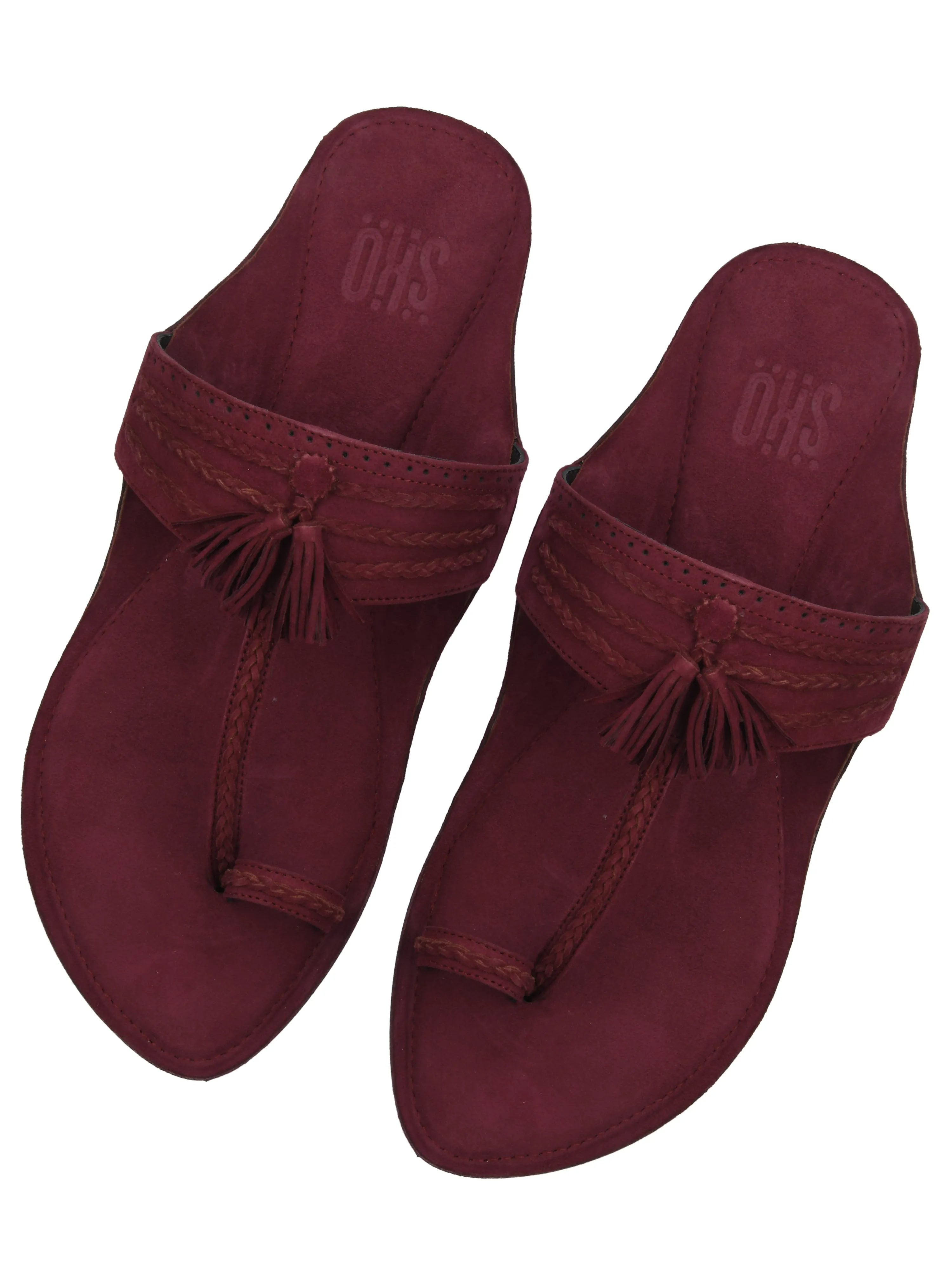 Maroon Braided Kolhapuri For Women