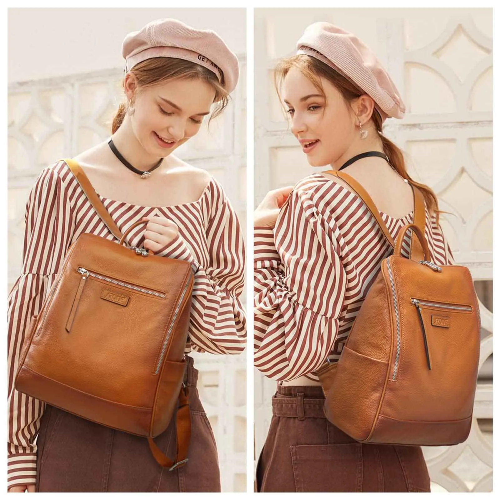 Medium Genuine Leather Women Backpack