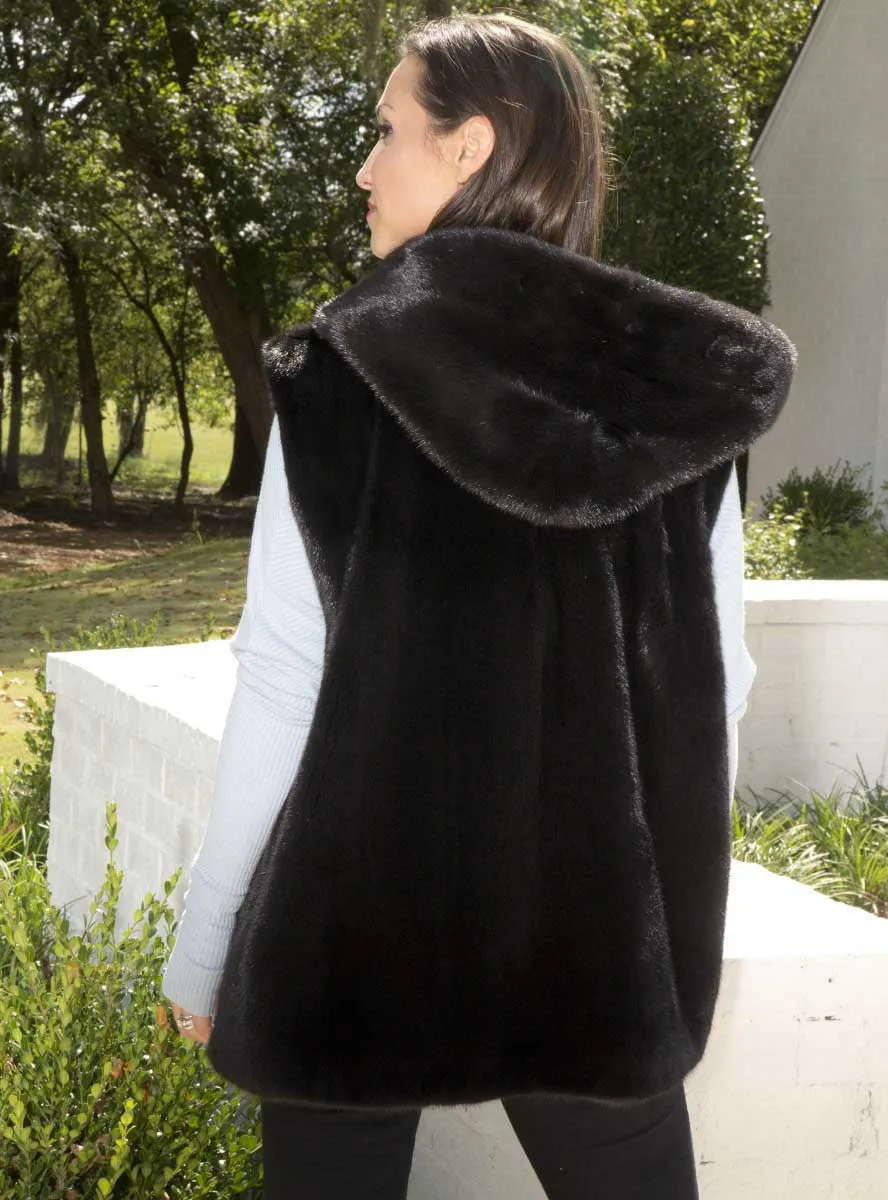 Mink Fur Vest with Hood