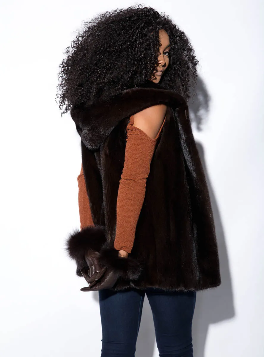 Mink Fur Vest with Hood