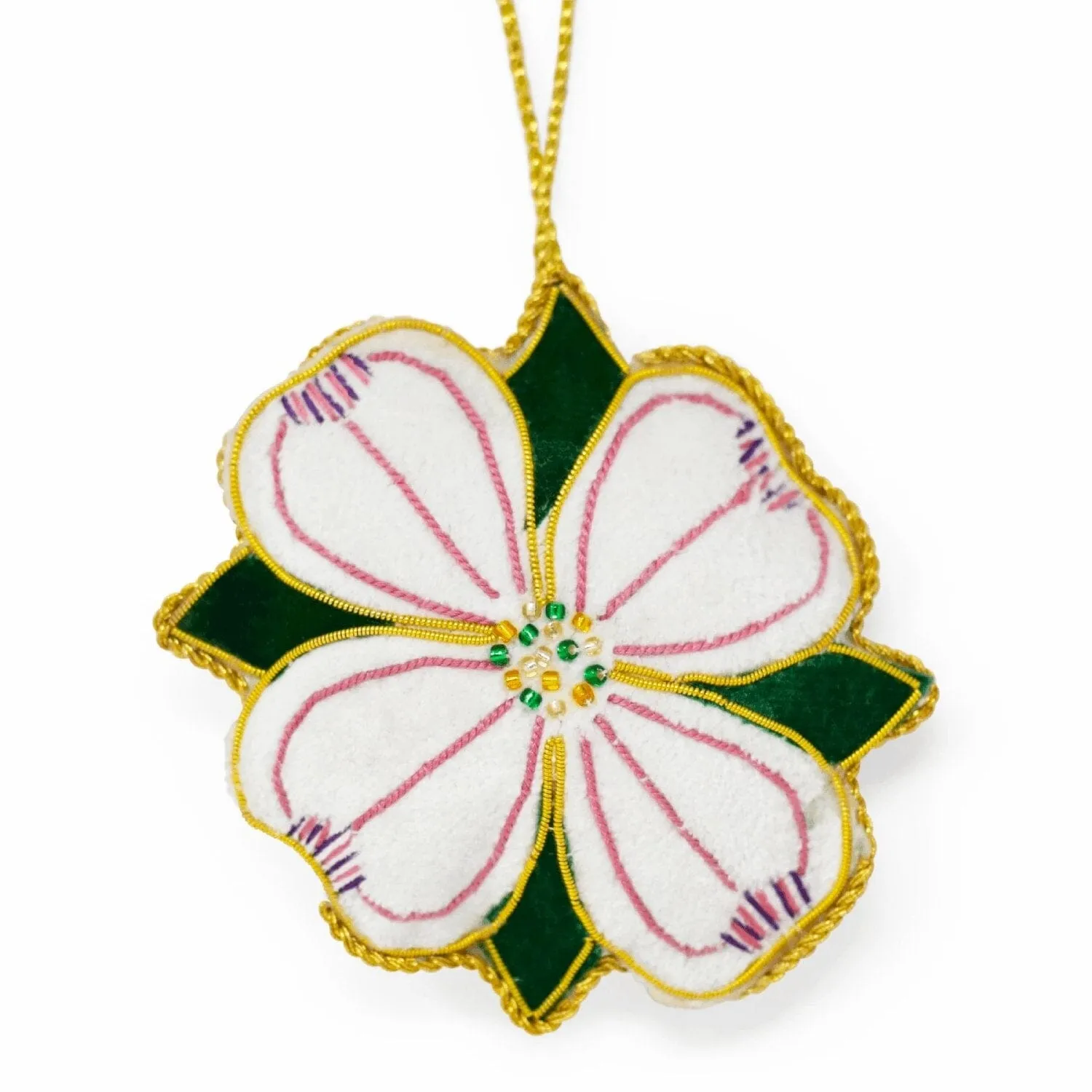 Mount Vernon Embroidered Dogwood Blossom Ornament